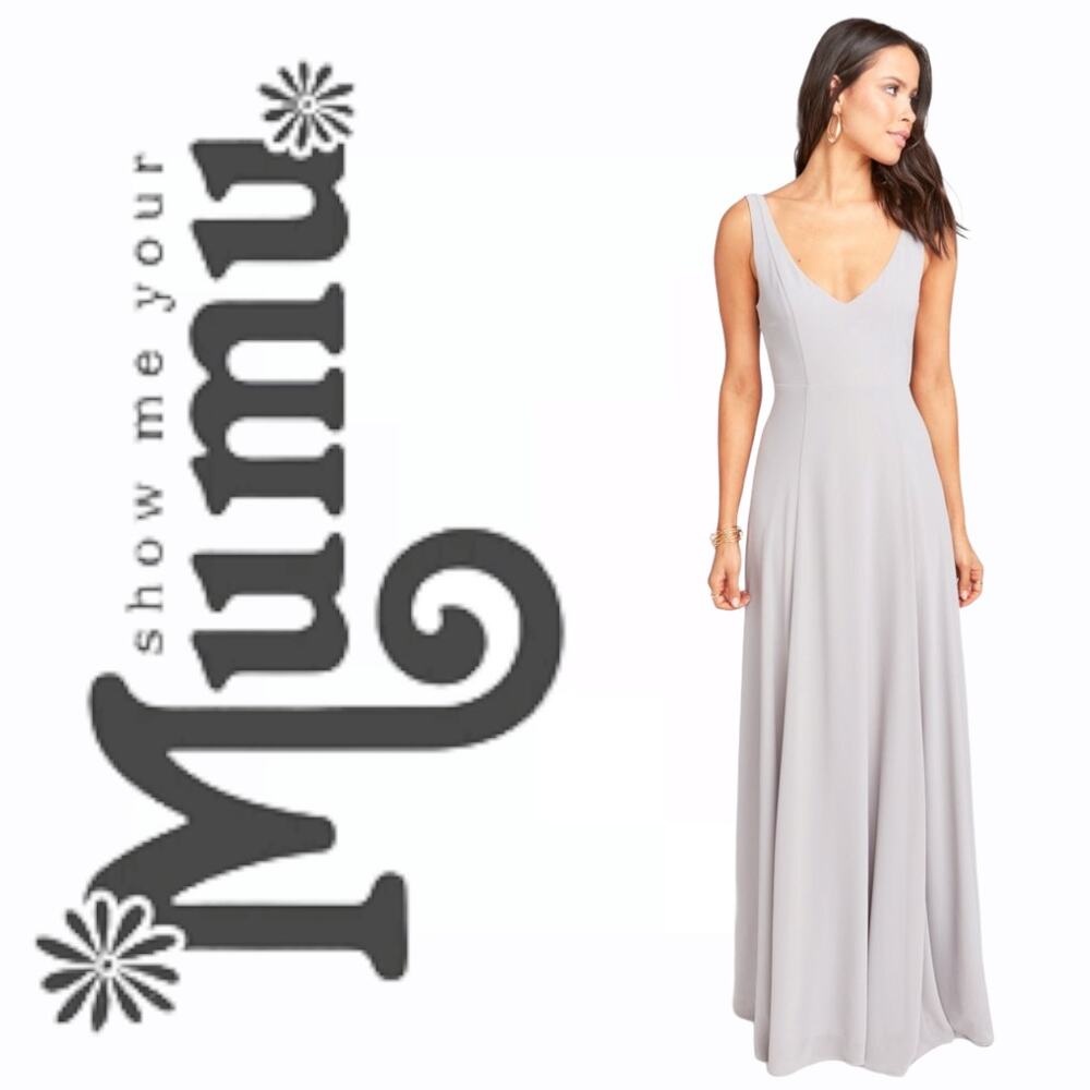 NEW Show Me Your MuMu Jenn Maxi Dress Dove Grey Chiffon XL